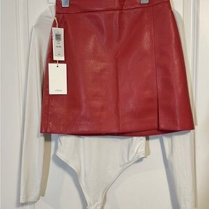 NWT Wilfred Rosy Red Pink leather skirt size 0